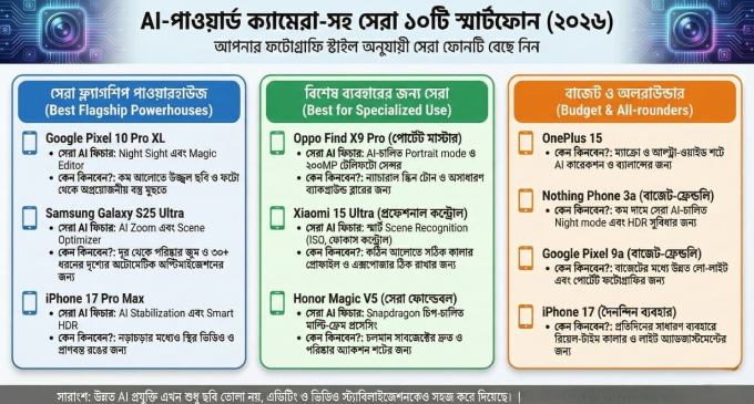 AI-পাওয়ার্ড ক্যামেরা-সহ সেরা ১০টি স্মার্টফোন