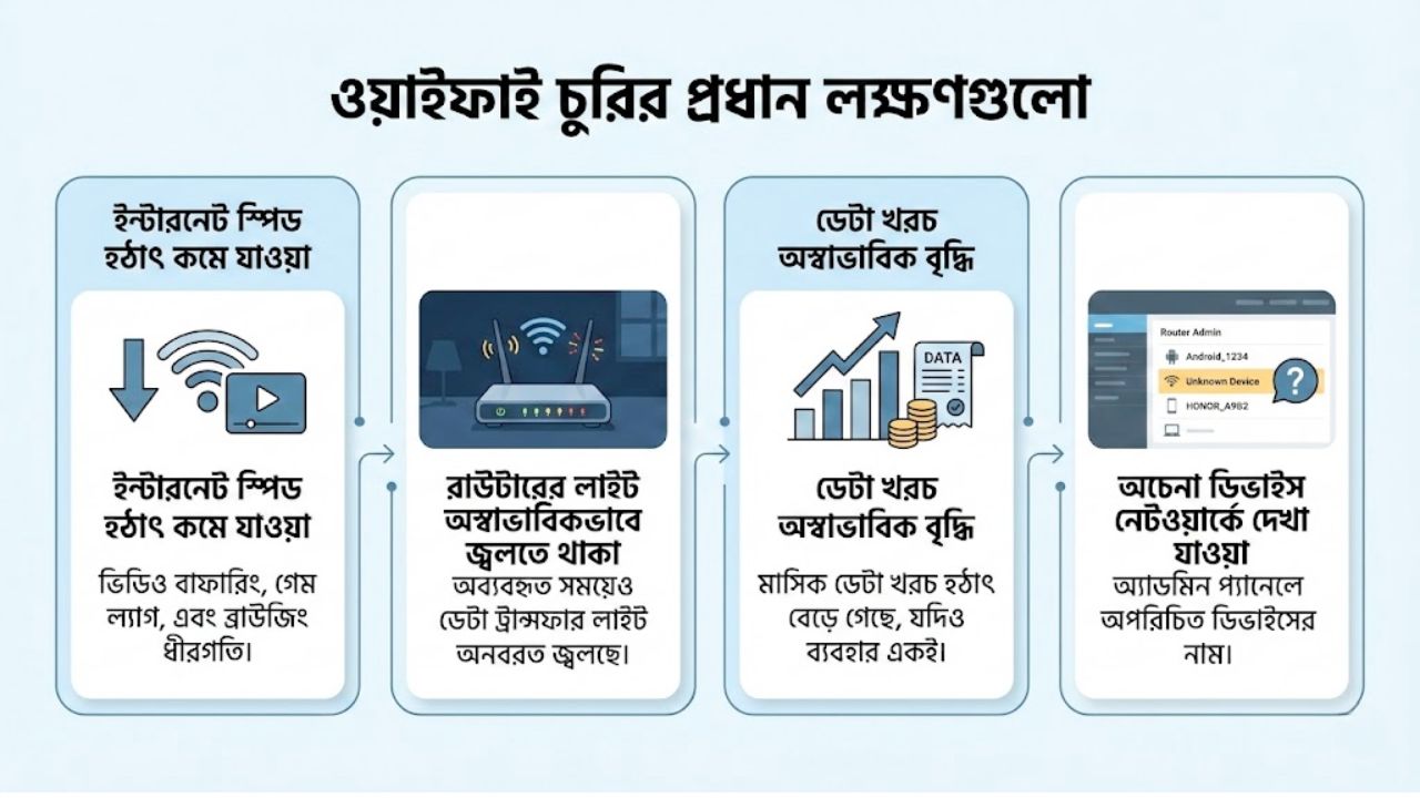 ওয়াইফাই চুরির প্রধান লক্ষণগুলো