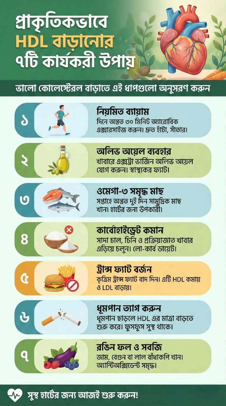 প্রাকৃতিকভাবে HDL বাড়ানোর ৭টি শক্তিশালী উপায়