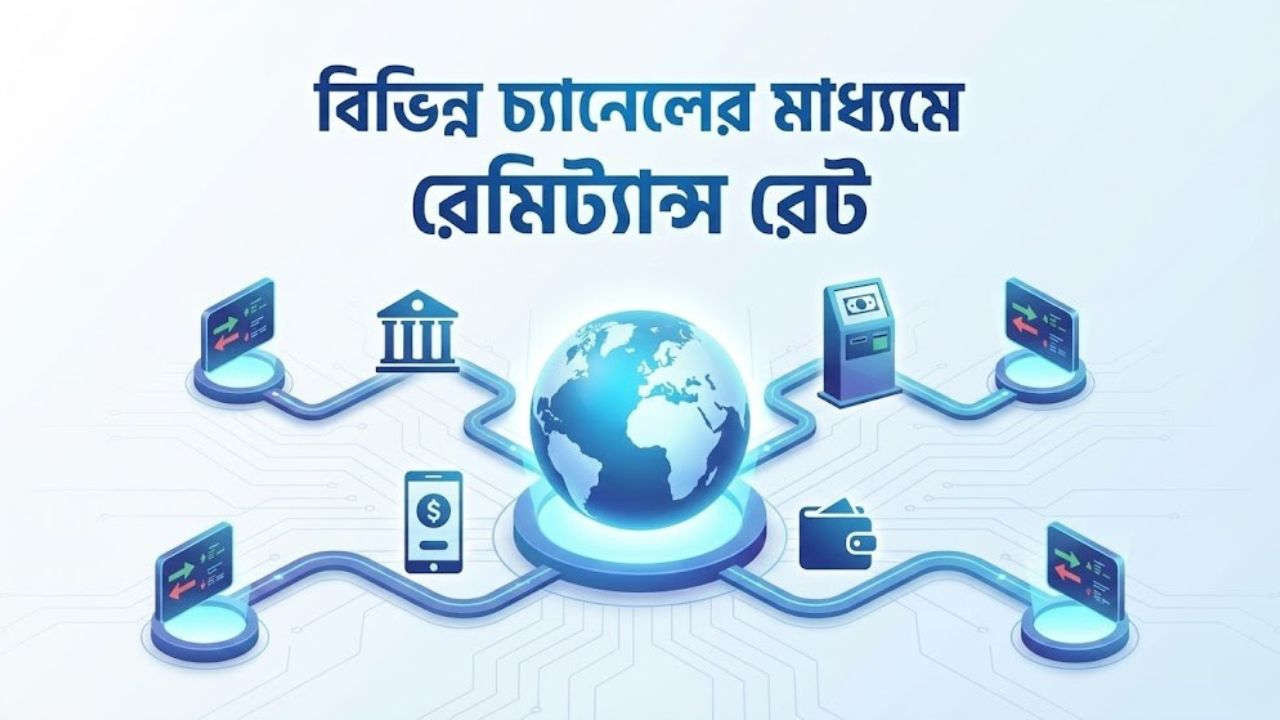 বিভিন্ন চ্যানেলের মাধ্যমে রেমিট্যান্স রেট