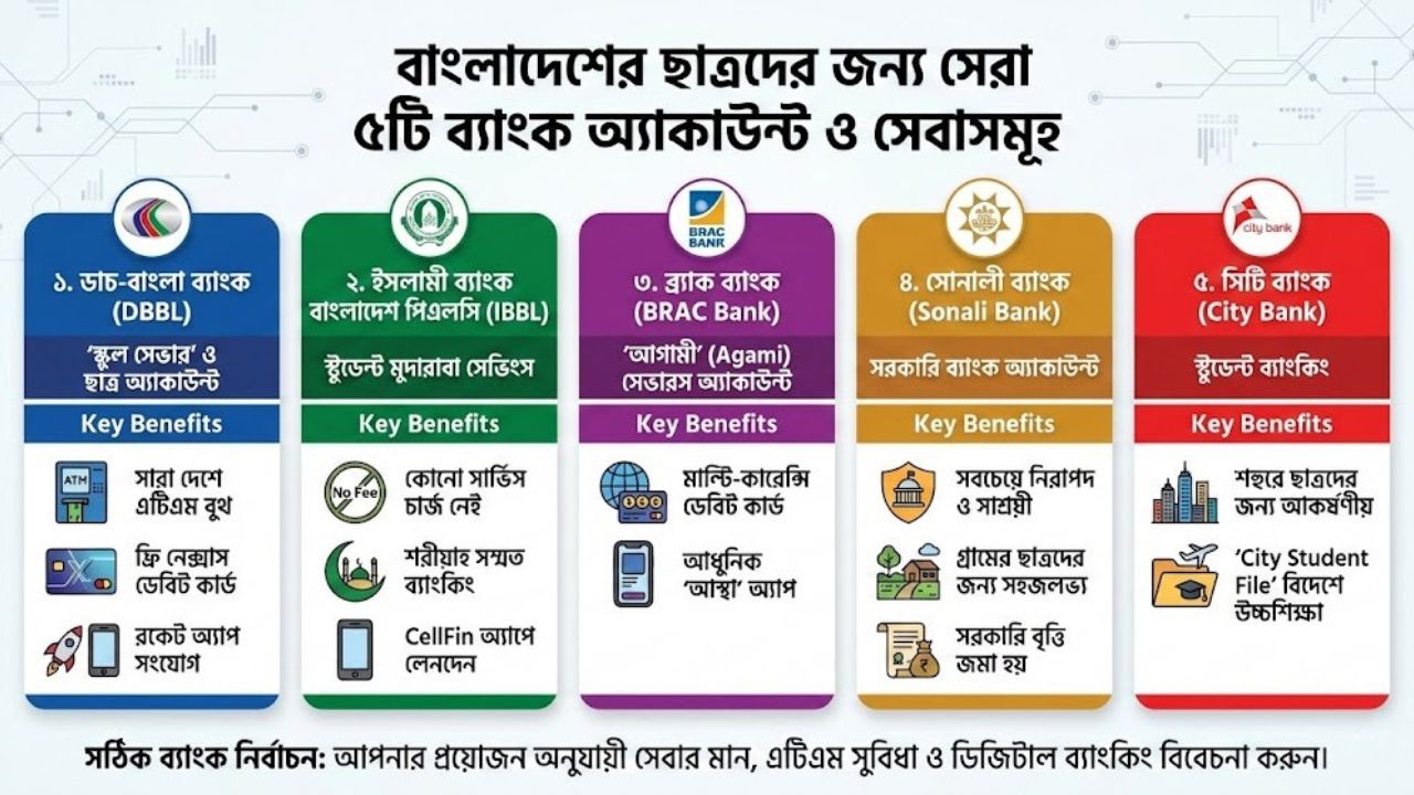 ছাত্রদের জন্য বাংলাদেশের সেরা ৫টি ব্যাংক