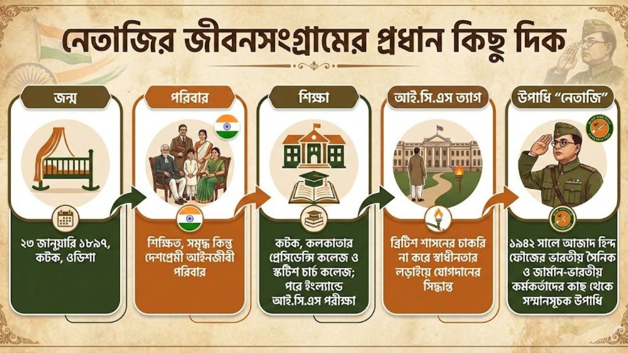নেতাজির জীবনসংগ্রামের প্রধান কিছু দিক