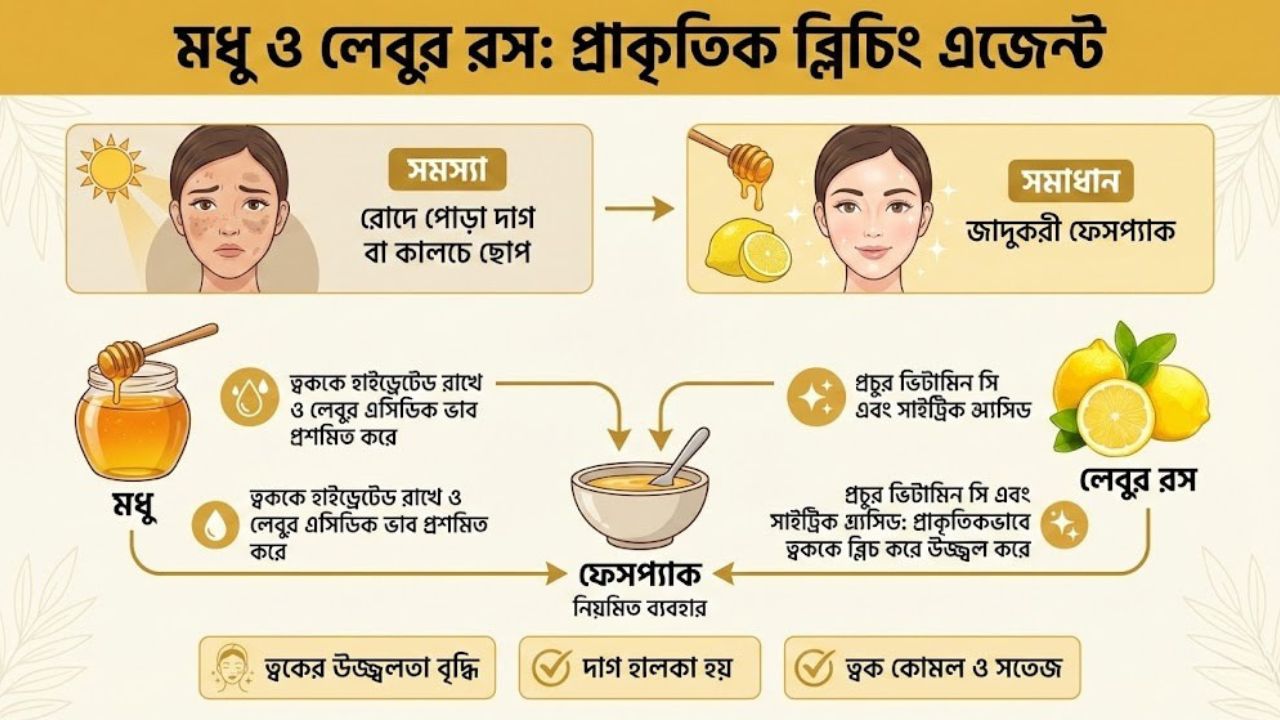 মধু ও লেবুর রস প্রাকৃতিক ব্লিচিং এজেন্ট
