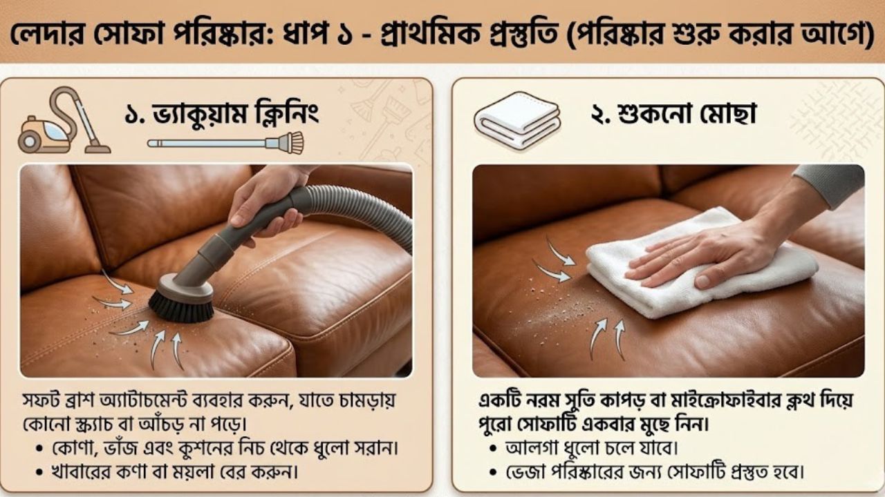 লেদার বা চামড়ার সোফা পরিষ্কার করার ঘরোয়া উপায়