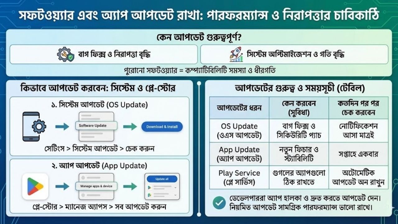 সফটওয়্যার এবং অ্যাপ আপডেট রাখা