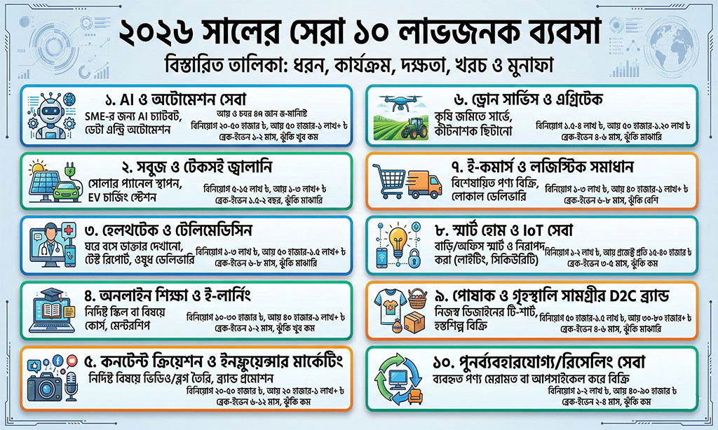 Best 10 Profitable business ideas in Bangladesh 2026