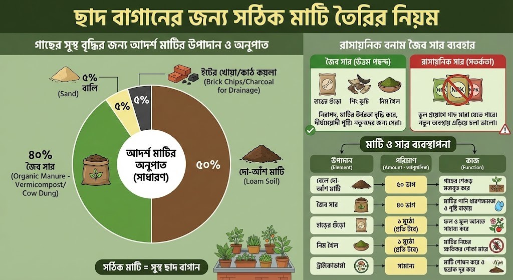 ছাদ বাগানের জন্য সঠিক মাটি তৈরির নিয়ম