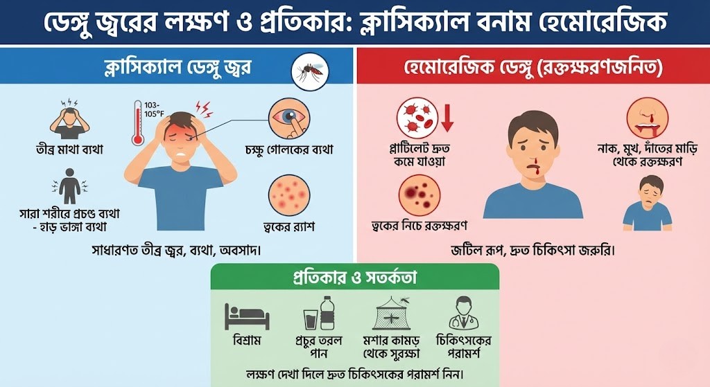 ডেঙ্গু জ্বরের লক্ষণ ও প্রতিকার