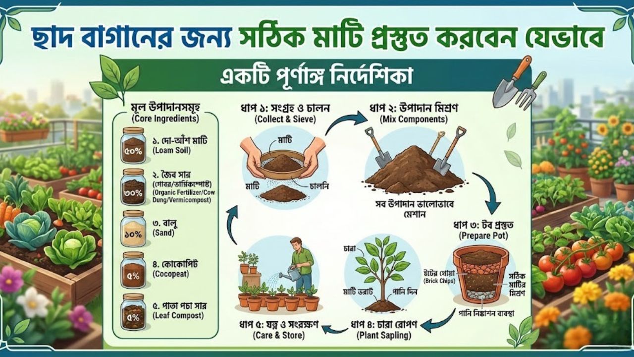 আদর্শ টবের মাটি তৈরিতে প্রয়োজনীয় উপাদানসমূহ