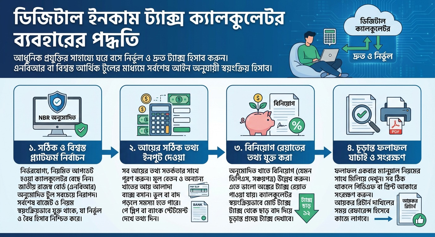 ডিজিটাল ইনকাম ট্যাক্স ক্যালকুলেটর ব্যবহারের পদ্ধতি
