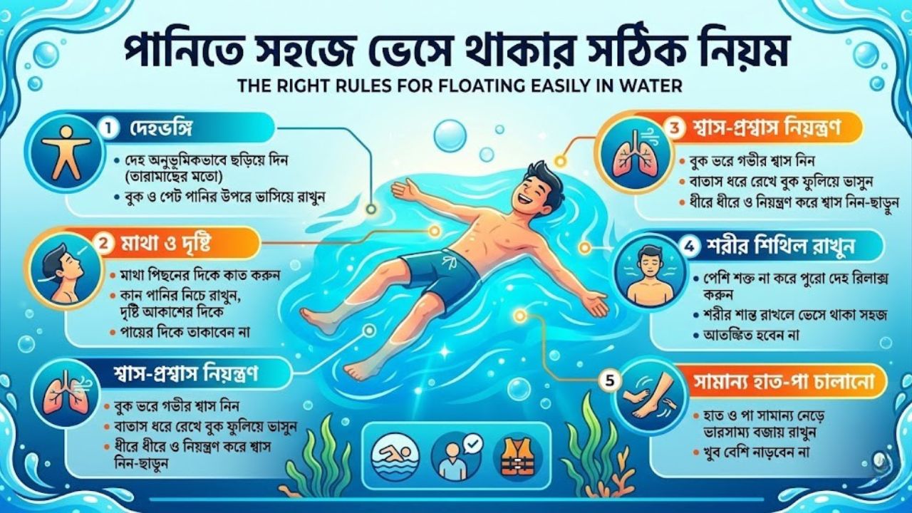 পানিতে সহজে ভেসে থাকার সঠিক নিয়ম