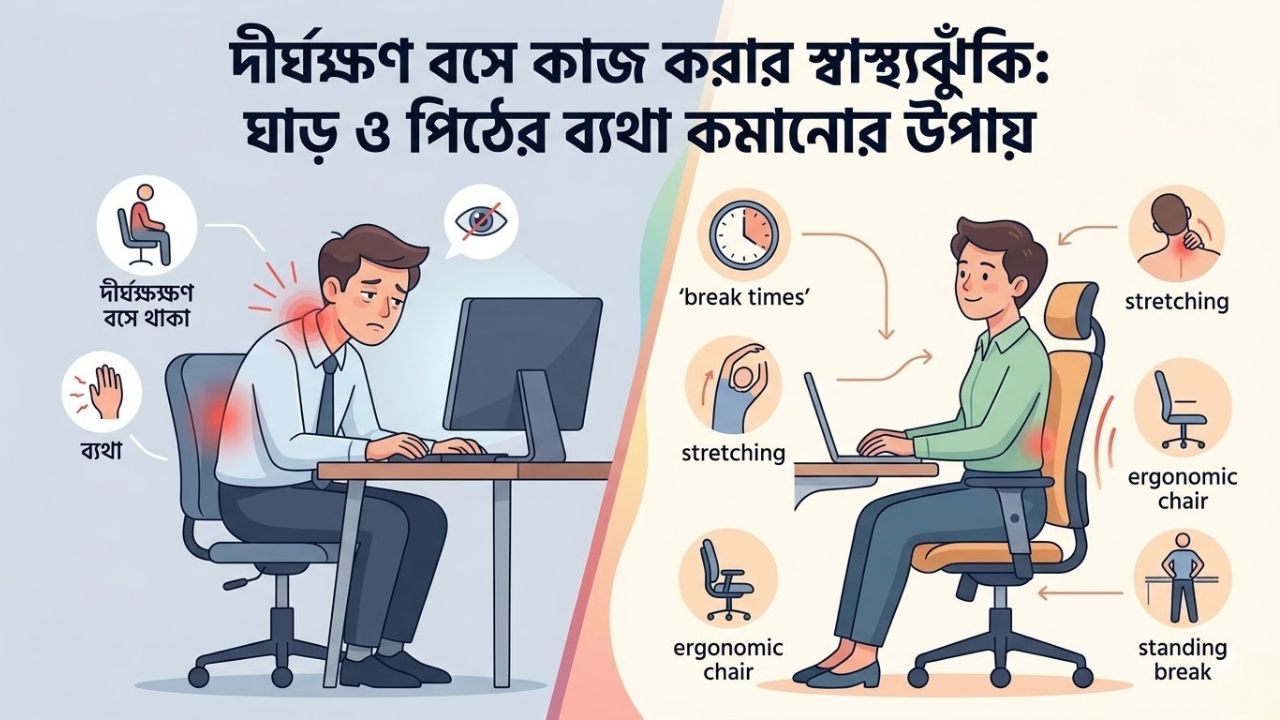পিঠ ও ঘাড়ের ব্যথা কমাতে সঠিক বসার ভঙ্গি