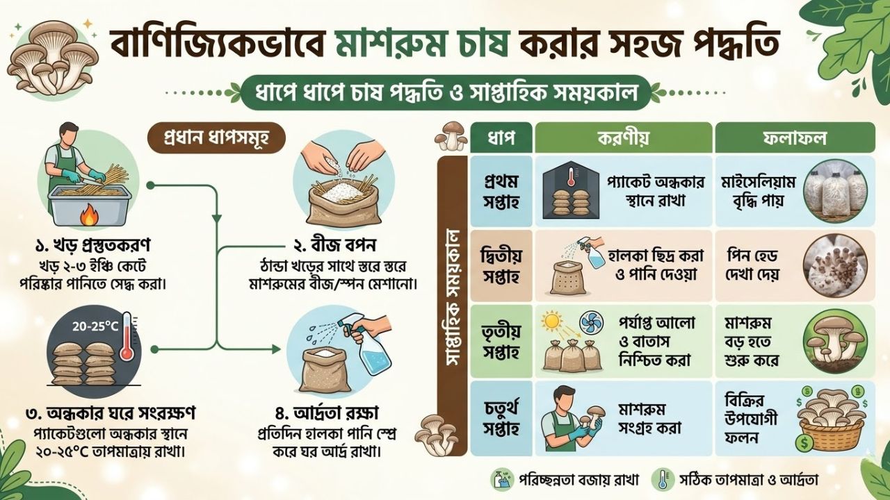 বাণিজ্যিকভাবে মাশরুম চাষ করার সহজ পদ্ধতি