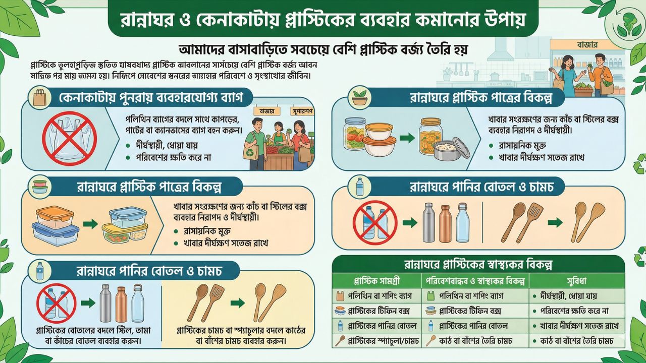 রান্নাঘর ও কেনাকাটায় প্লাস্টিকের ব্যবহার কমানোর উপায়
