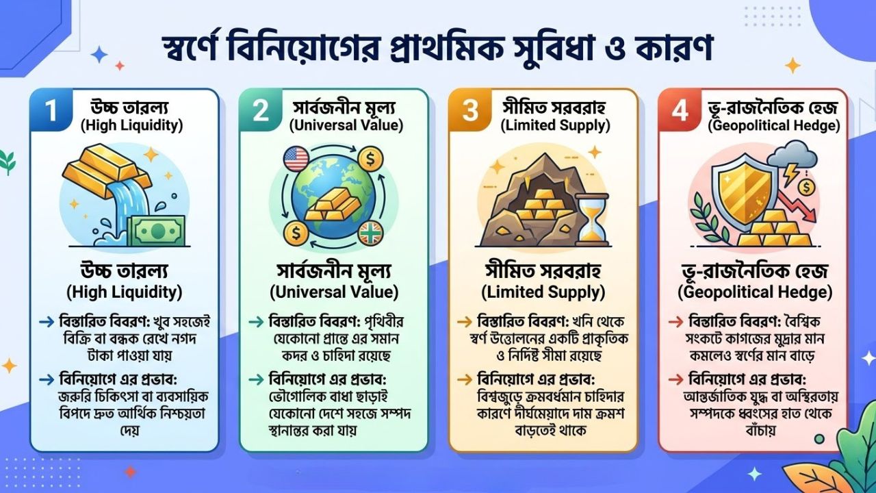 স্বর্ণে বিনিয়োগের প্রাথমিক সুবিধা