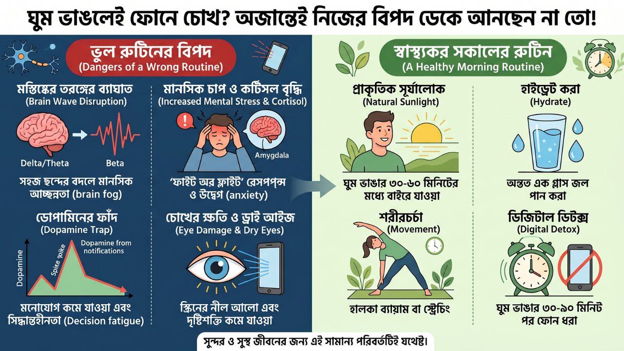 ঘুম ভাঙতেই ফোন হাতে অজান্তেই বাড়াচ্ছেন নিজের ঝুঁকি!