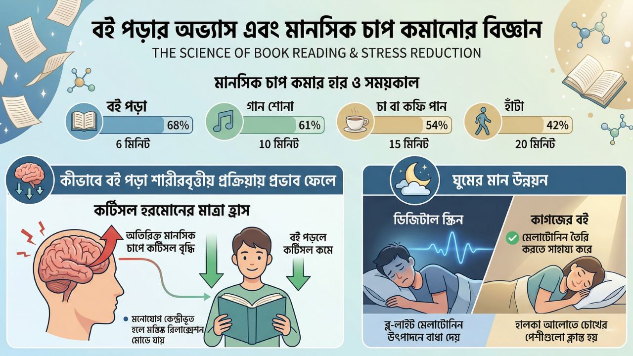 বই পড়ার অভ্যাস এবং মানসিক চাপ কমানোর বিজ্ঞান
