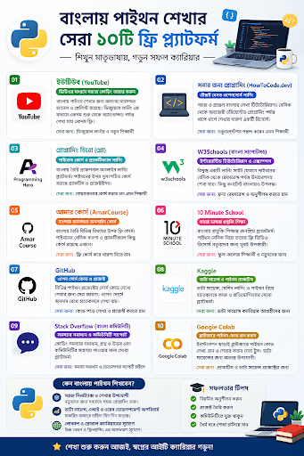 Top 10 Free Platforms to Learn Python in Bengali