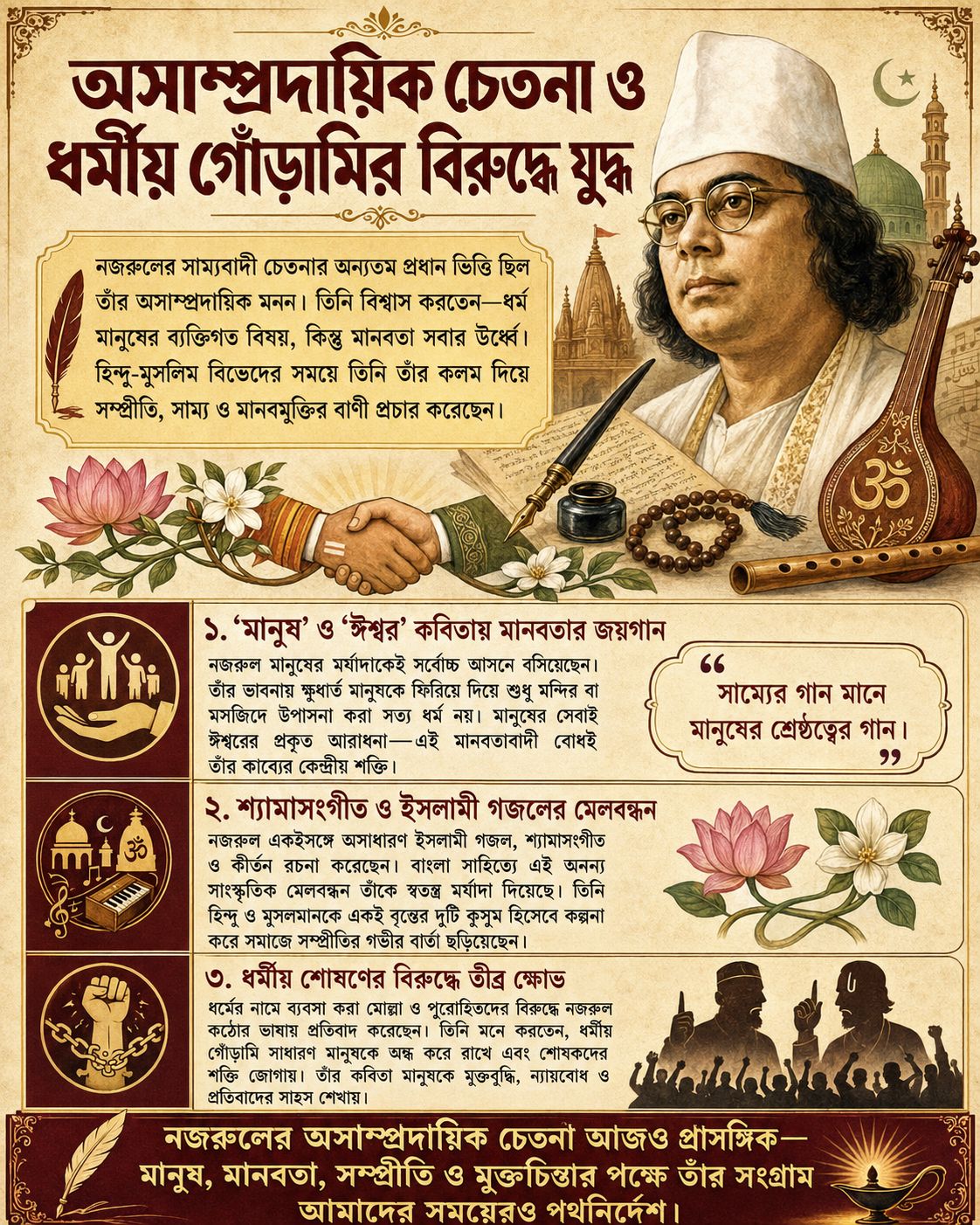 অসাম্প্রদায়িক চেতনা ও ধর্মীয় গোঁড়ামির বিরুদ্ধে যুদ্ধ 