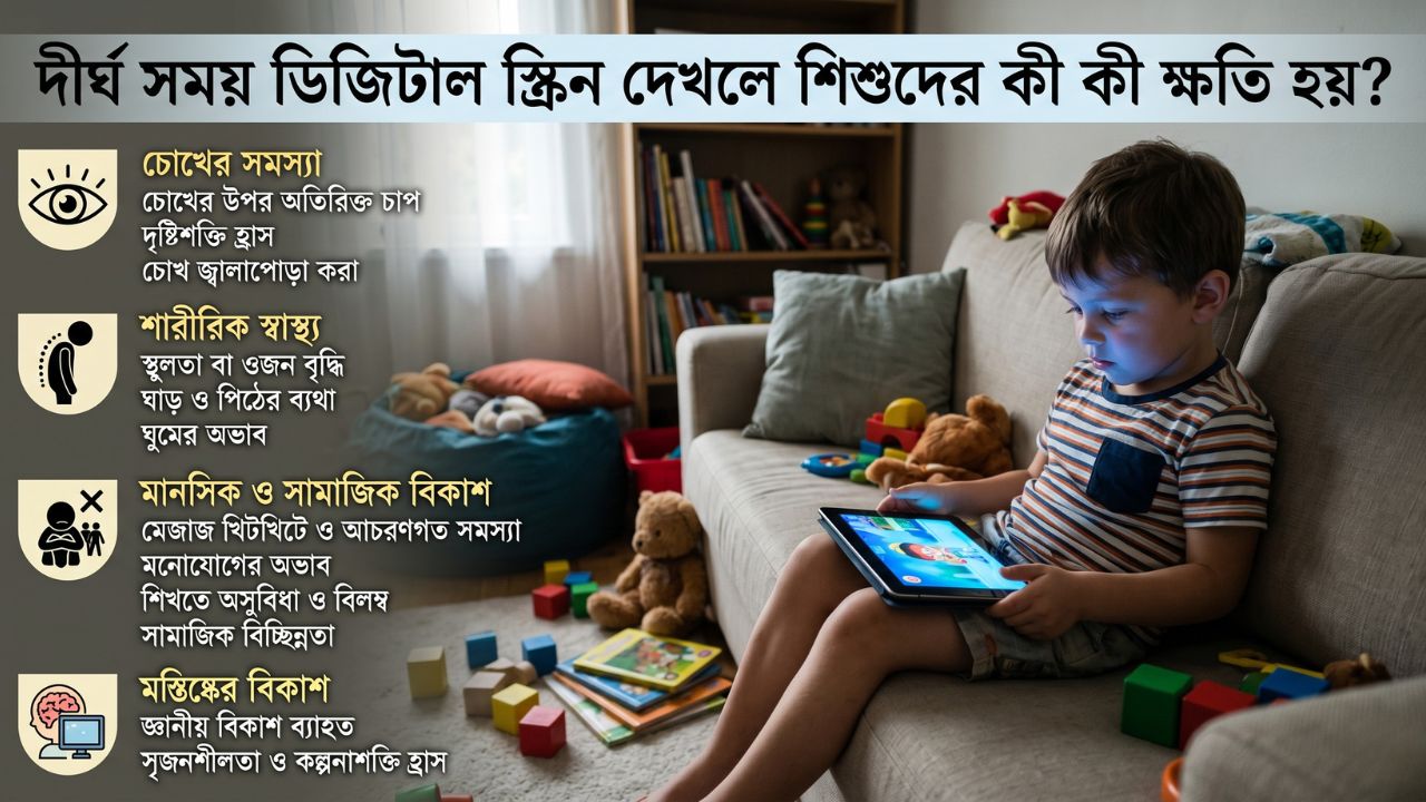 দীর্ঘ সময় ডিজিটাল স্ক্রিন ব্যবহারের শারীরিক প্রভাব