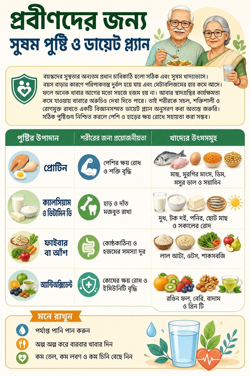 প্রবীণদের জন্য সুষম পুষ্টি ও ডায়েট প্ল্যান