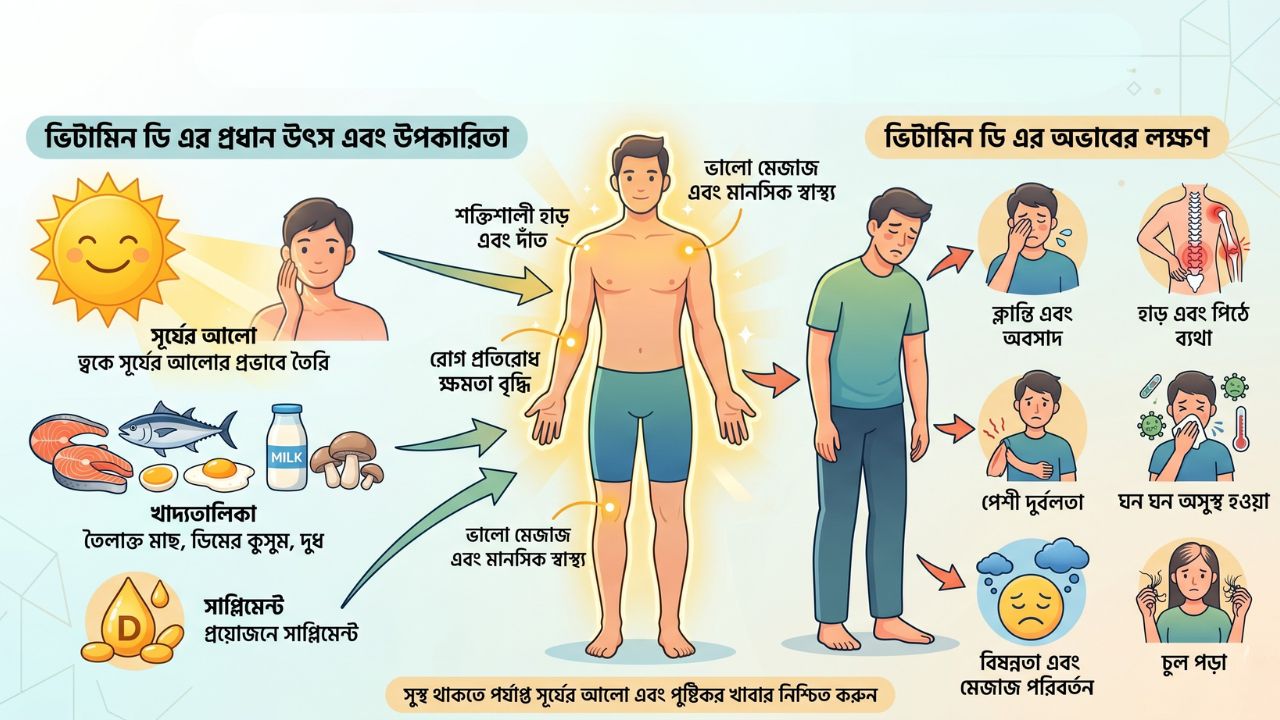 ভিটামিন ডি এর অভাবের প্রধান লক্ষণসমূহ