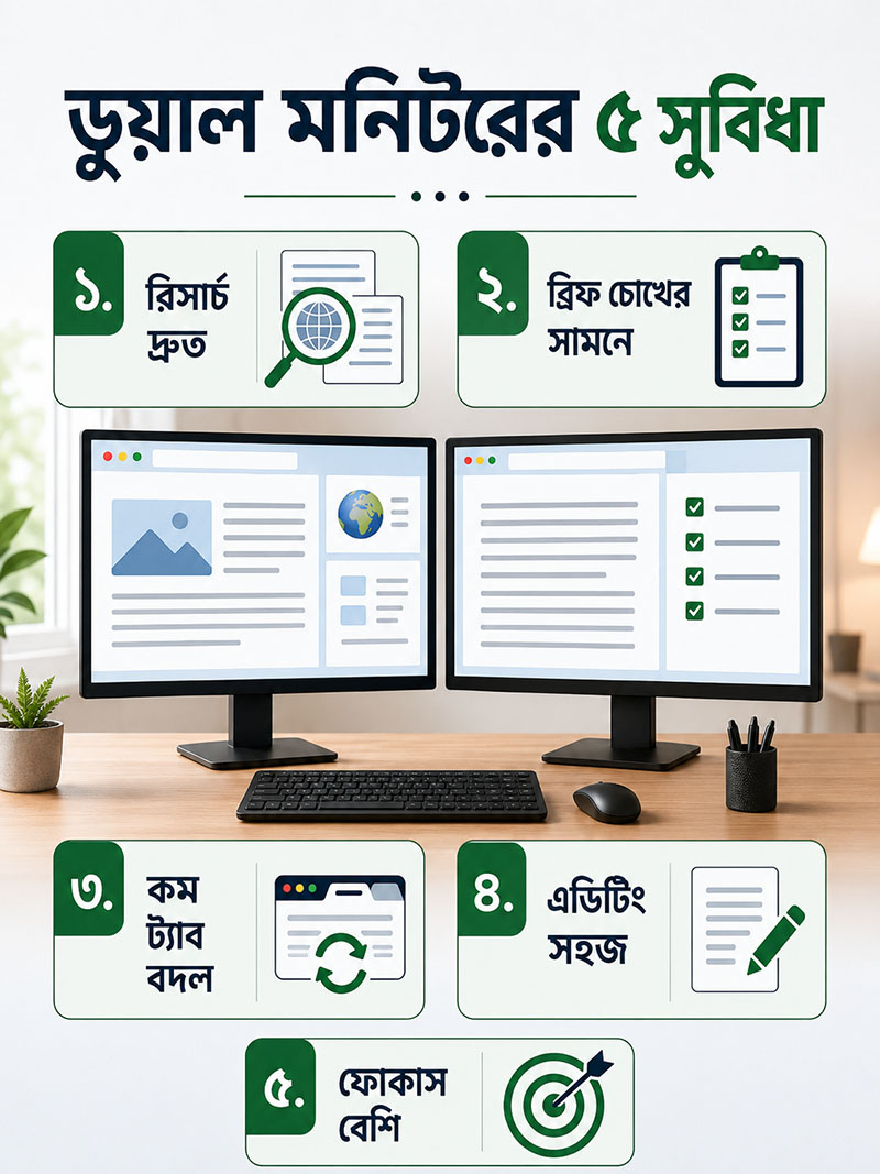 Advantages of Dual Monitor Setup for Content Writers