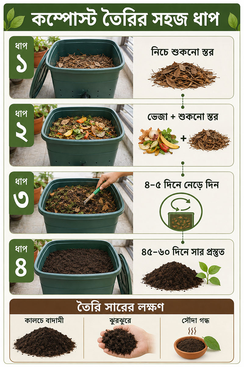 Steps to Prepare Kitchen Waste Compost in Apartment