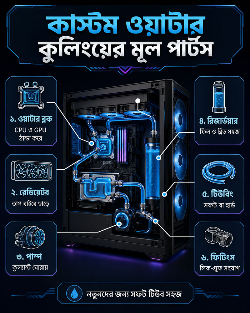 Main Parts of Custom Water Cooled Gaming Rig