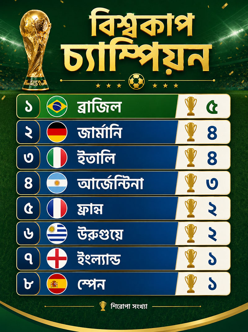 Most Title Winners of FIFA World Cup
