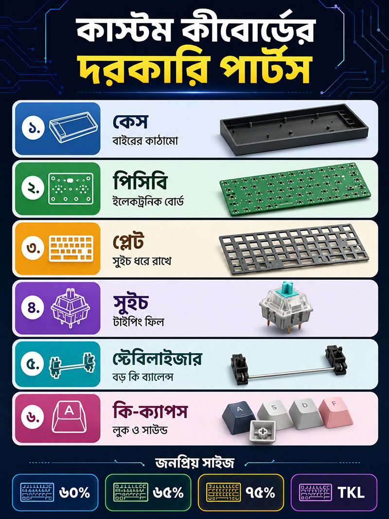 Required parts for Custom Mechanical Keyboard