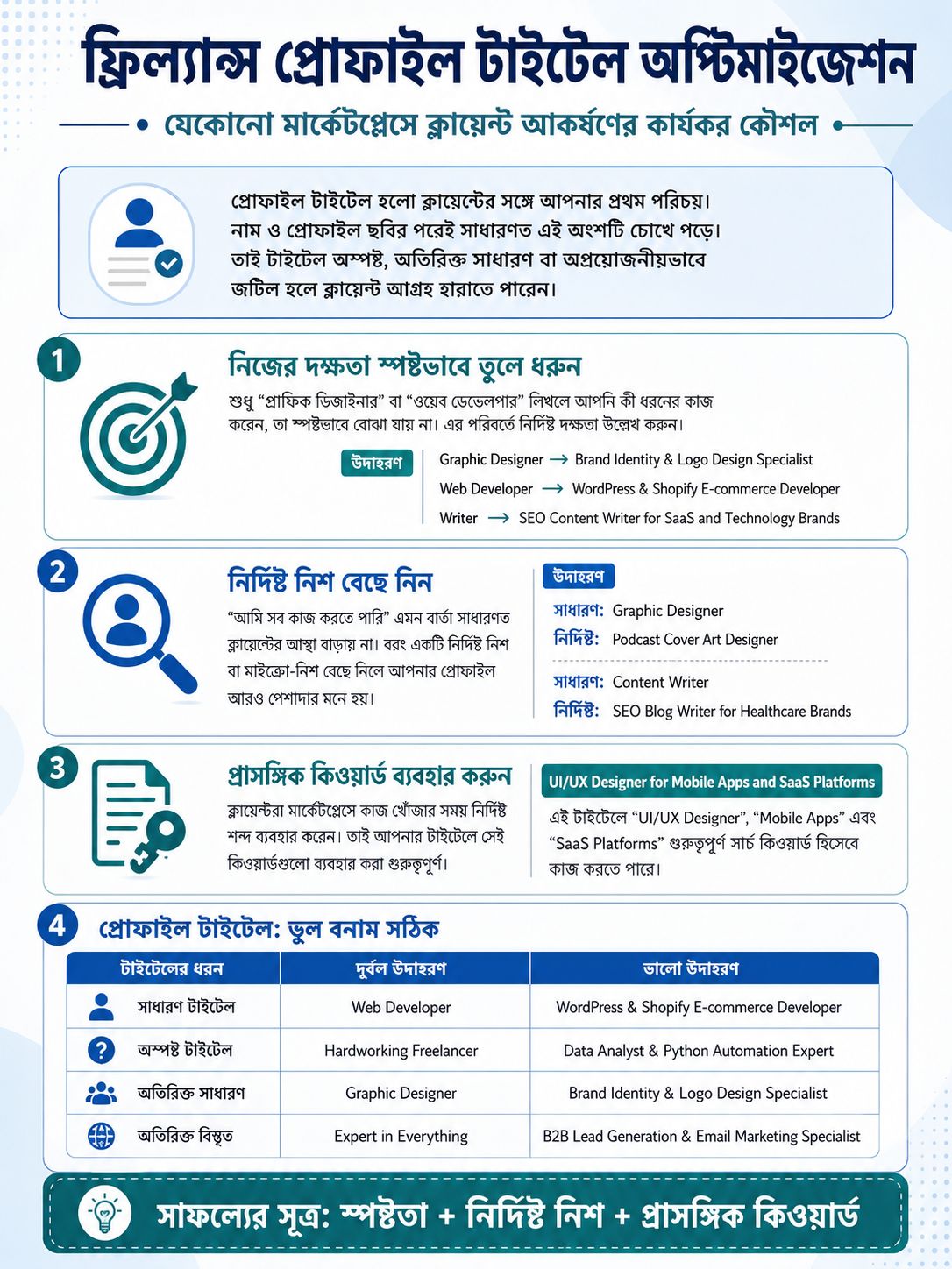 আকর্ষণীয় ও নির্দিষ্ট প্রোফাইল টাইটেল তৈরি করুন
