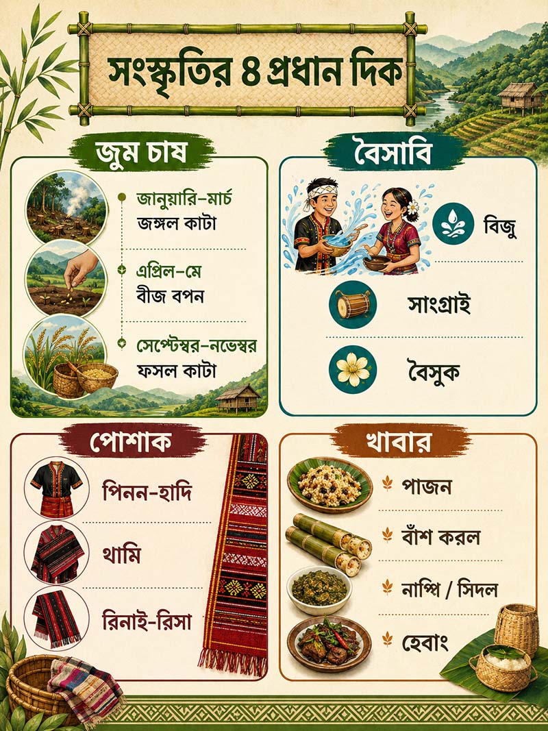 পার্বত্য চট্টগ্রামের আদিবাসী সম্প্রদায়ের ইতিহাস এবং সংস্কৃতির প্রধান দিক