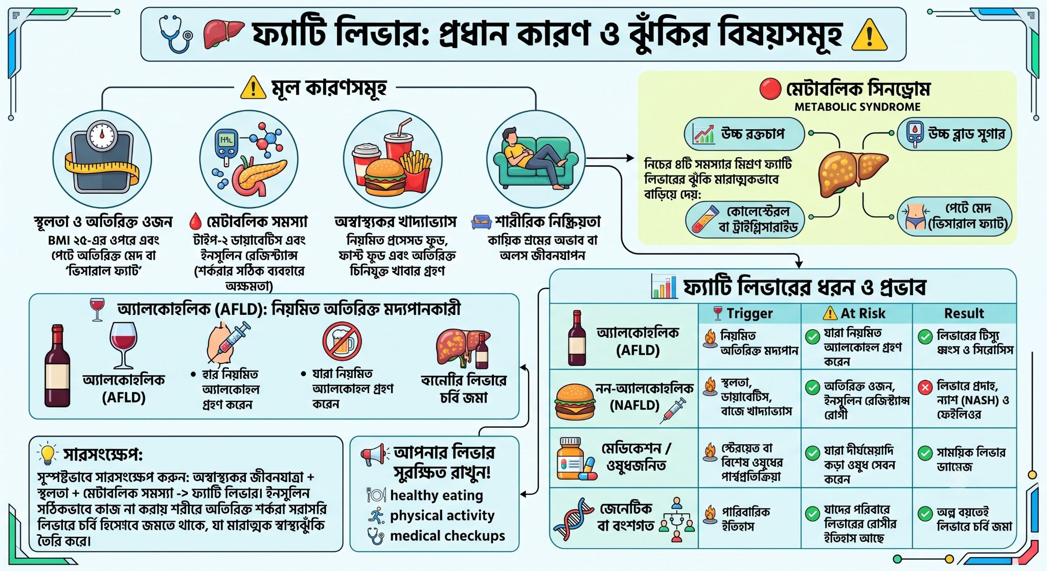 ফ্যাটি লিভার হওয়ার প্রধান কারণ ও ঝুঁকির বিষয়সমূহ