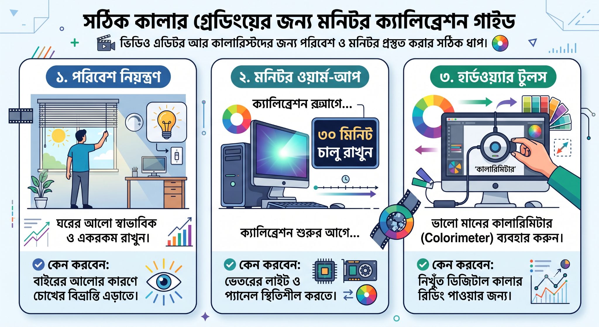 সঠিক কালার গ্রেডিংয়ের জন্য মনিটর ক্যালিব্রেশন গাইড