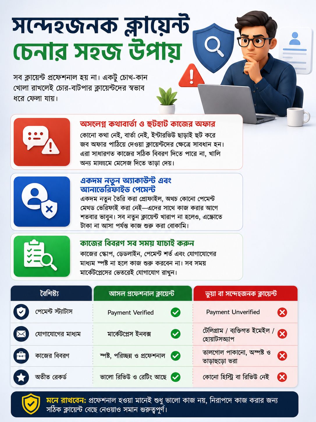 সন্দেহজনক ক্লায়েন্ট চেনার সহজ উপায়