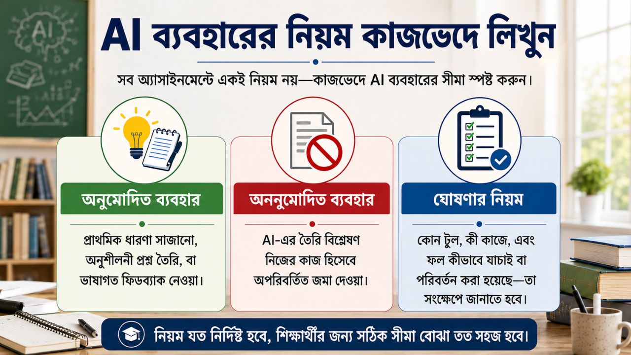 AI ব্যবহারের নিয়ম কাজভেদে লিখুন