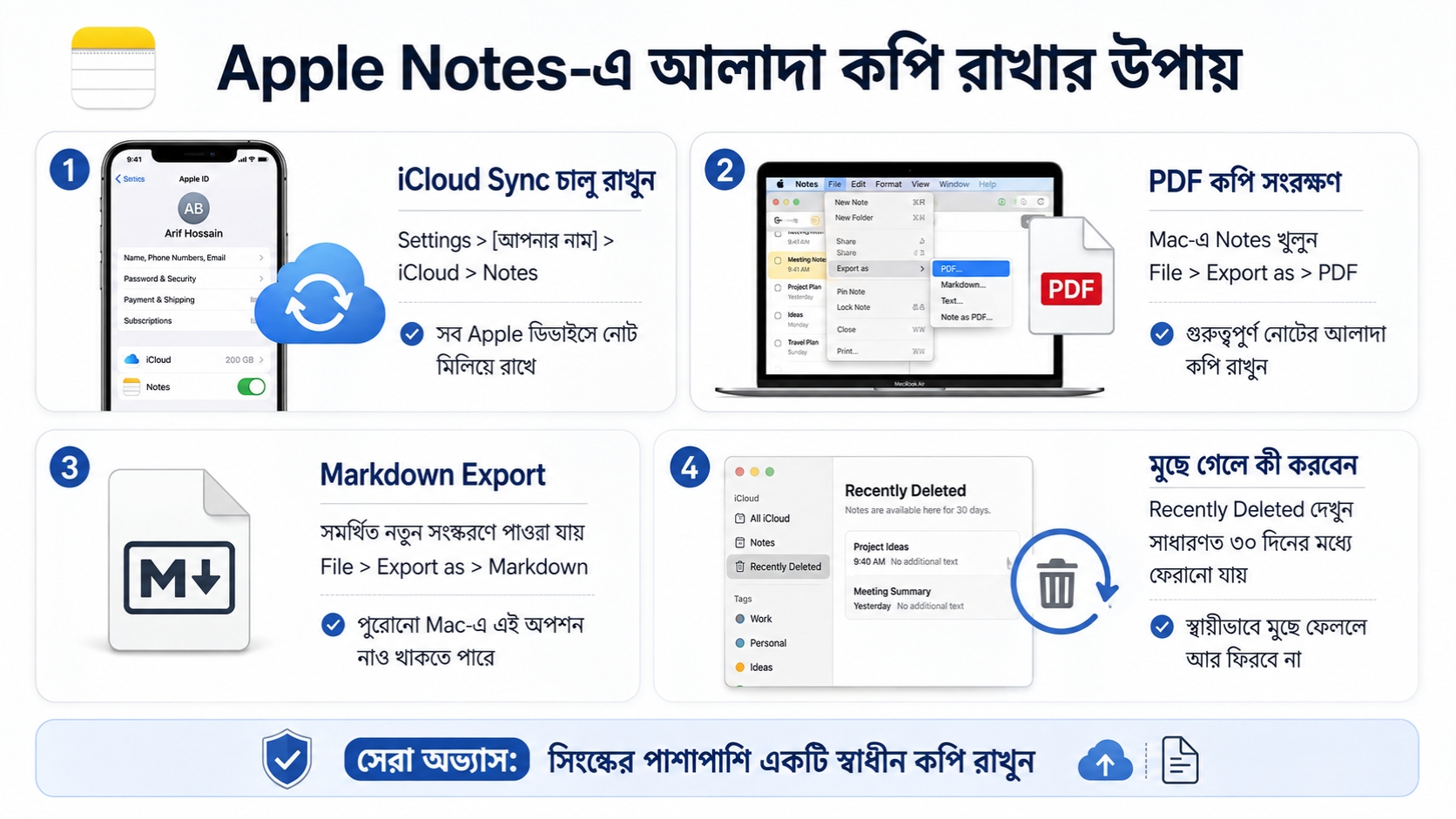 Apple Notes-এ আলাদা কপি রাখার উপায়