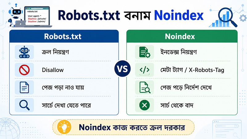 Comparison between Noindex and Robots.txt