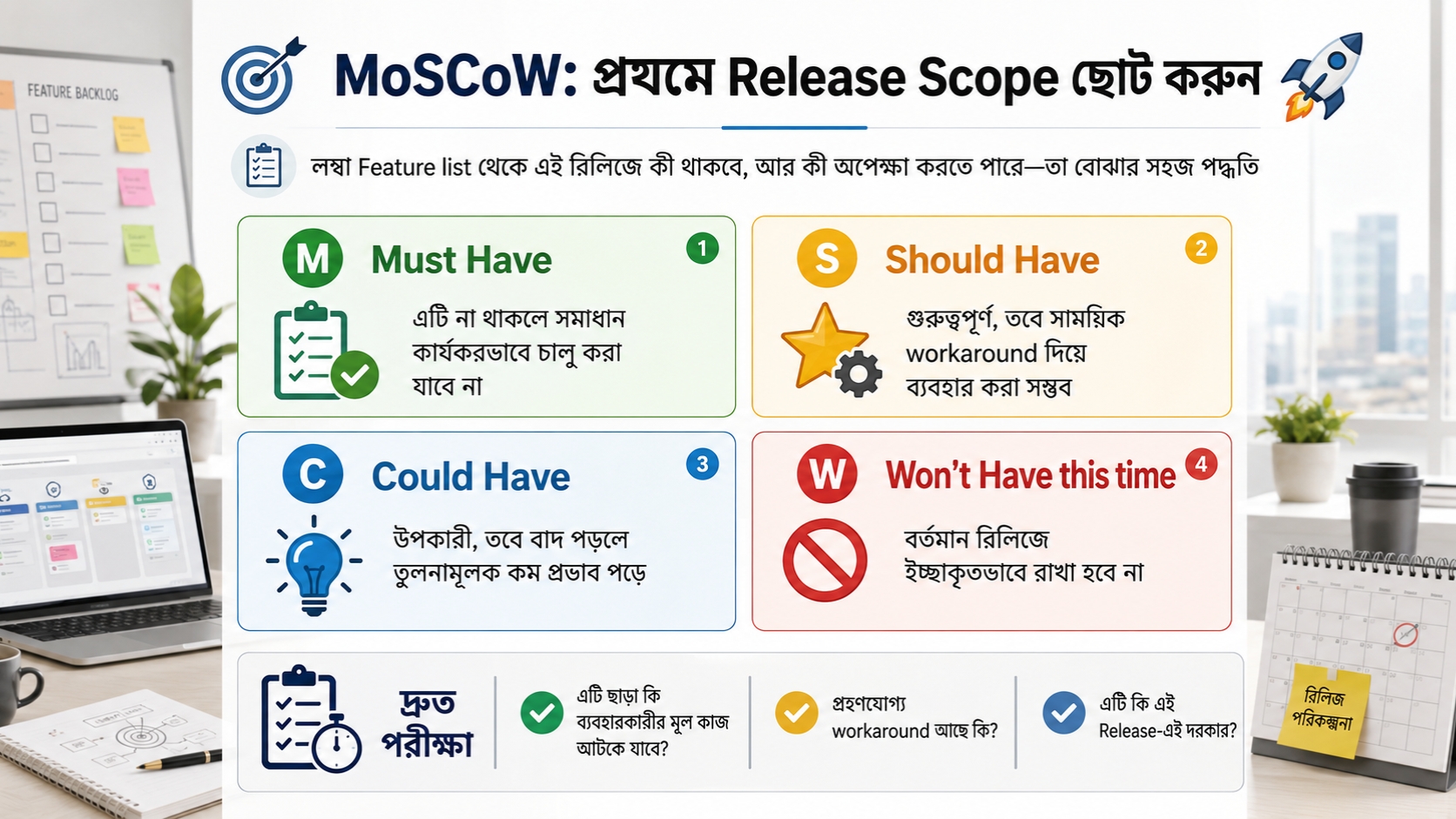 MoSCoW প্রথমে Release Scope ছোট করুন