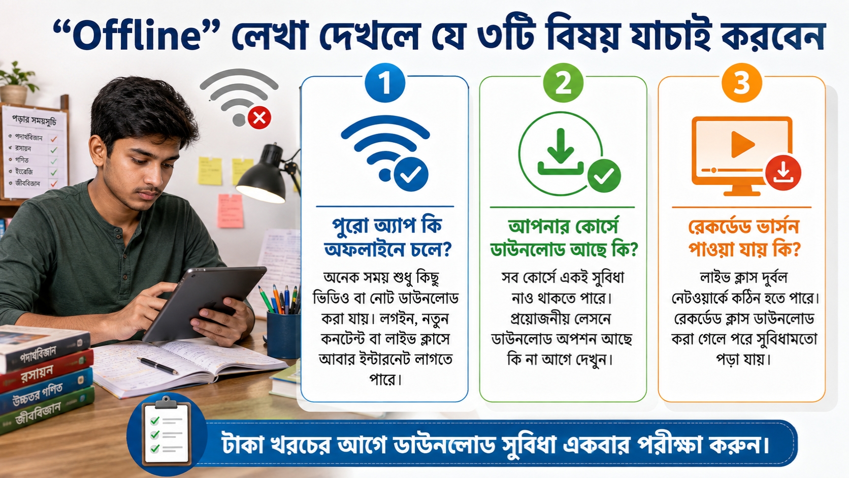 “Offline” লেখা দেখলে যে তিনটি বিষয় যাচাই করবেন