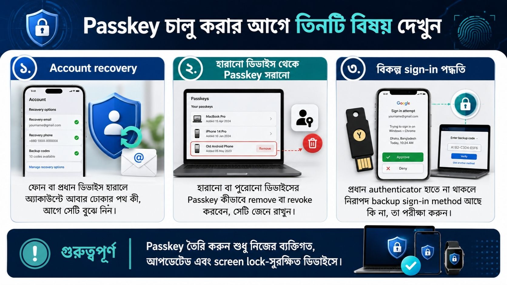 Passkey চালু করার আগে তিনটি বিষয় দেখুন