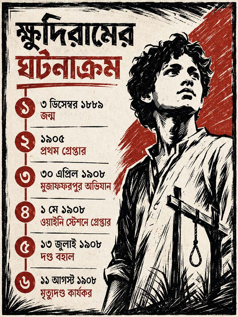 Timeline of Khudiram Bose's Life