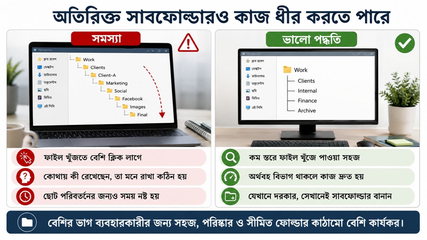অতিরিক্ত সাবফোল্ডারও কাজ ধীর করতে পারে