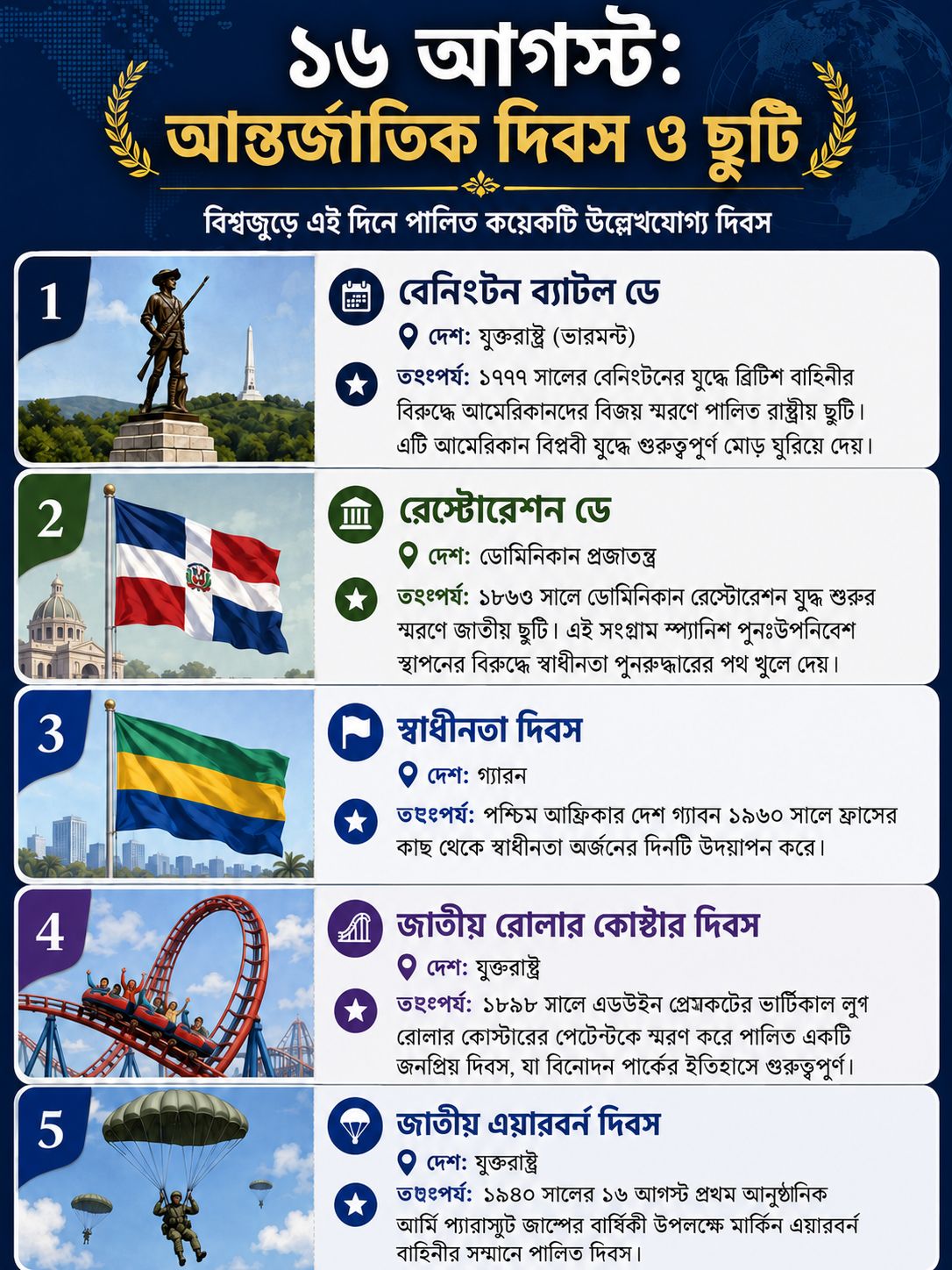 আন্তর্জাতিক দিবস ও ছুটি..