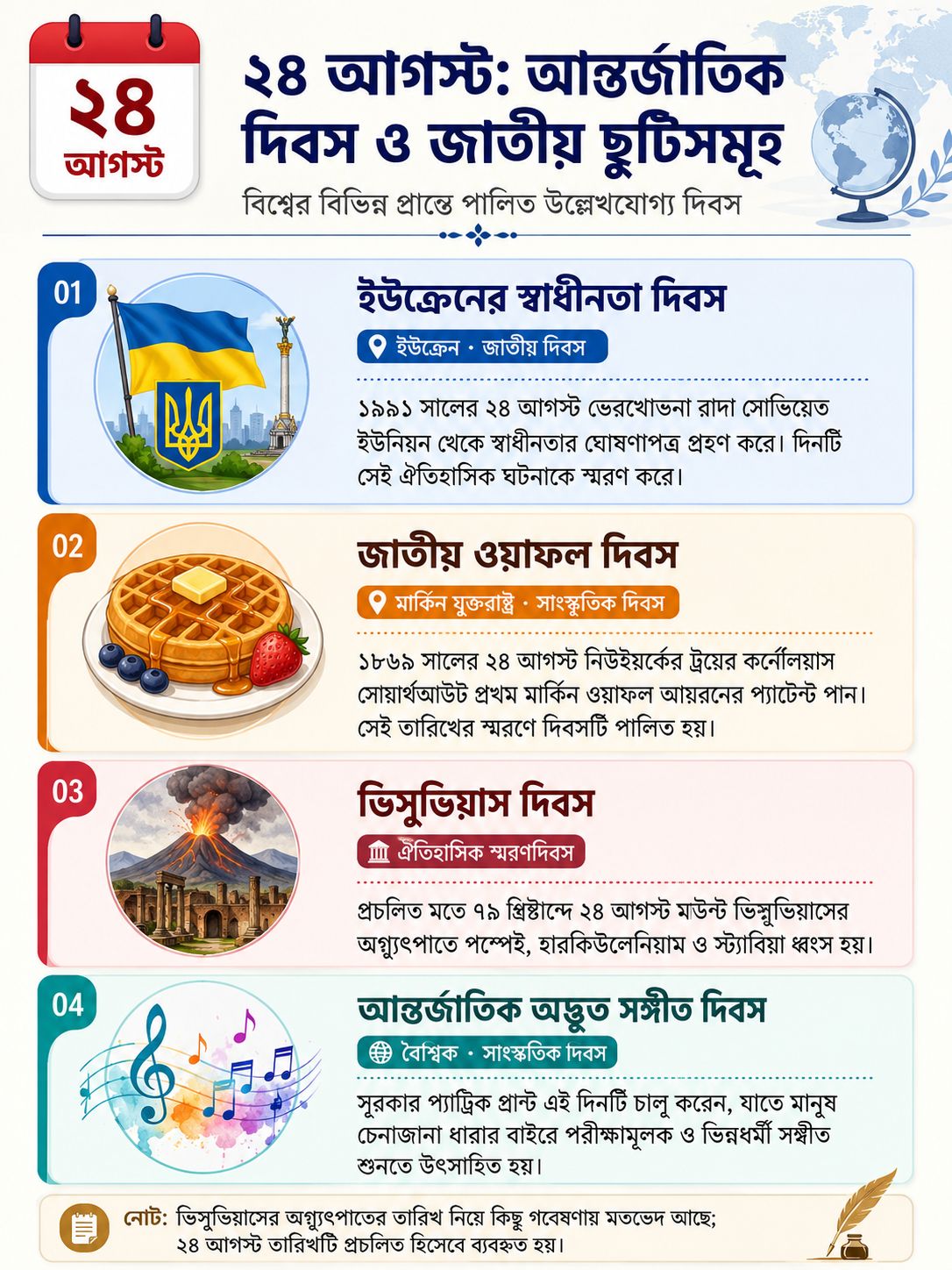 আন্তর্জাতিক দিবস ও জাতীয় ছুটিসমূহ