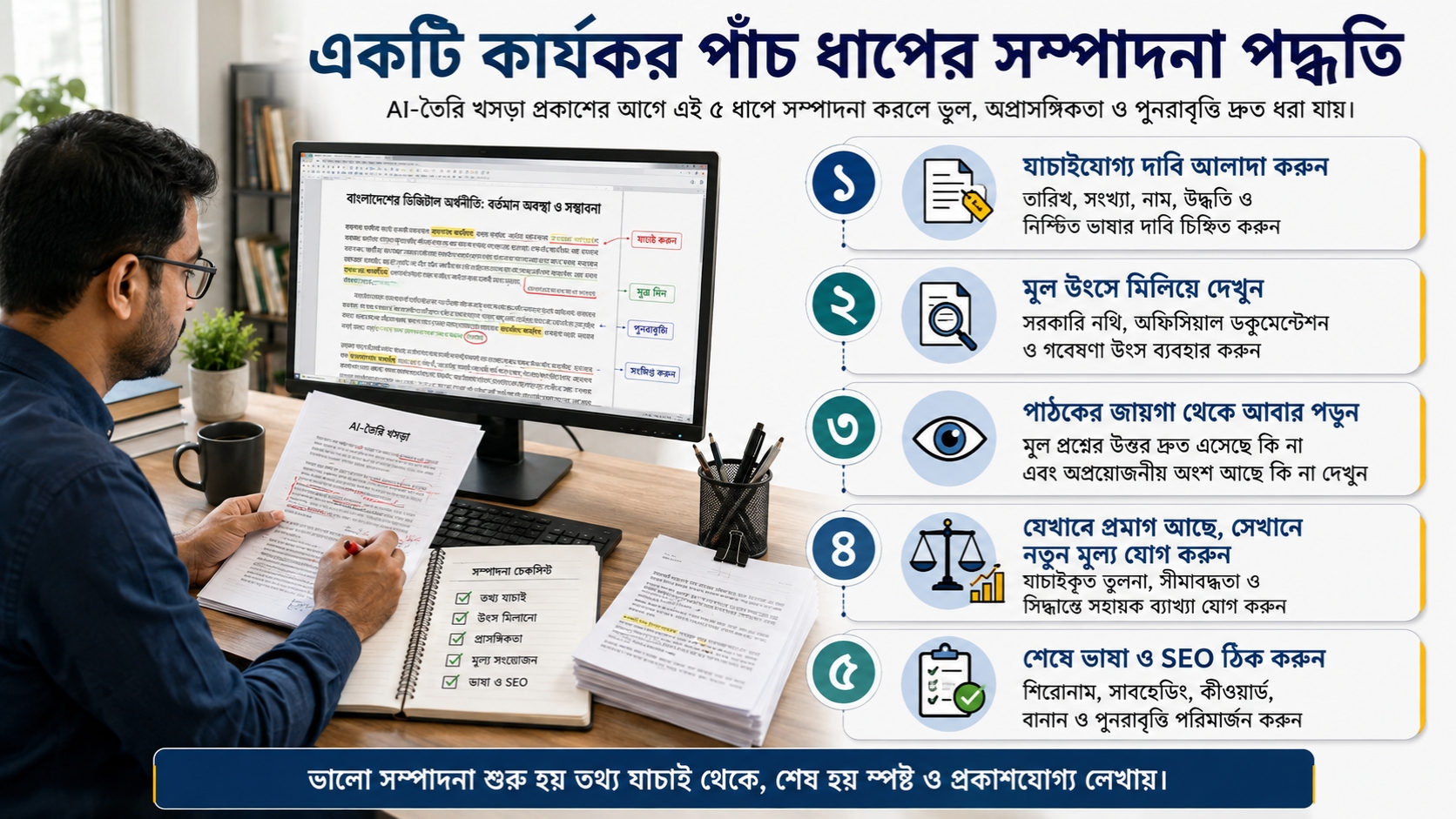 একটি কার্যকর পাঁচ ধাপের সম্পাদনা পদ্ধতি
