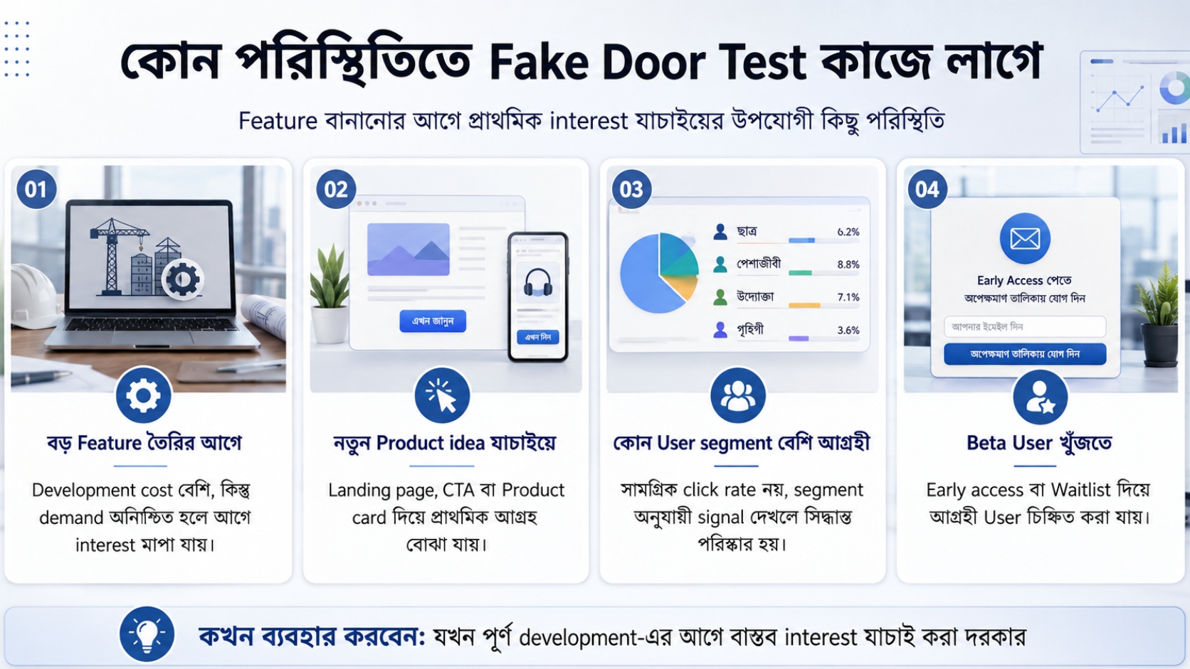 কোন পরিস্থিতিতে Fake Door Test কাজে লাগে