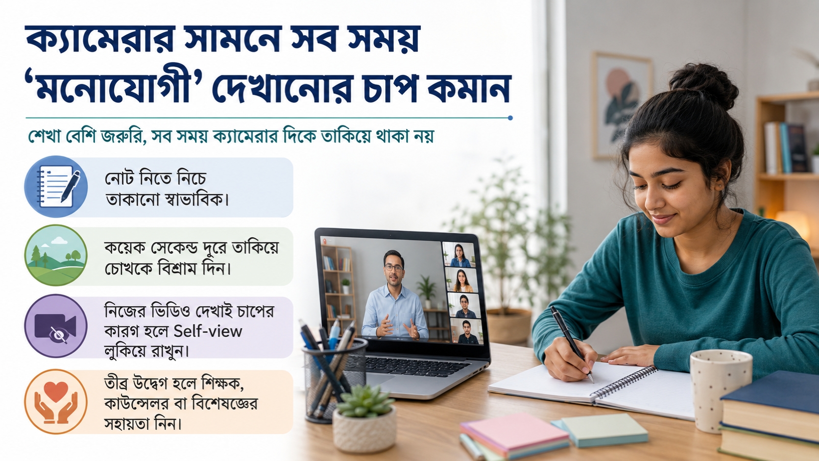 ক্যামেরার সামনে সব সময় “মনোযোগী দেখানোর” চাপ কমান