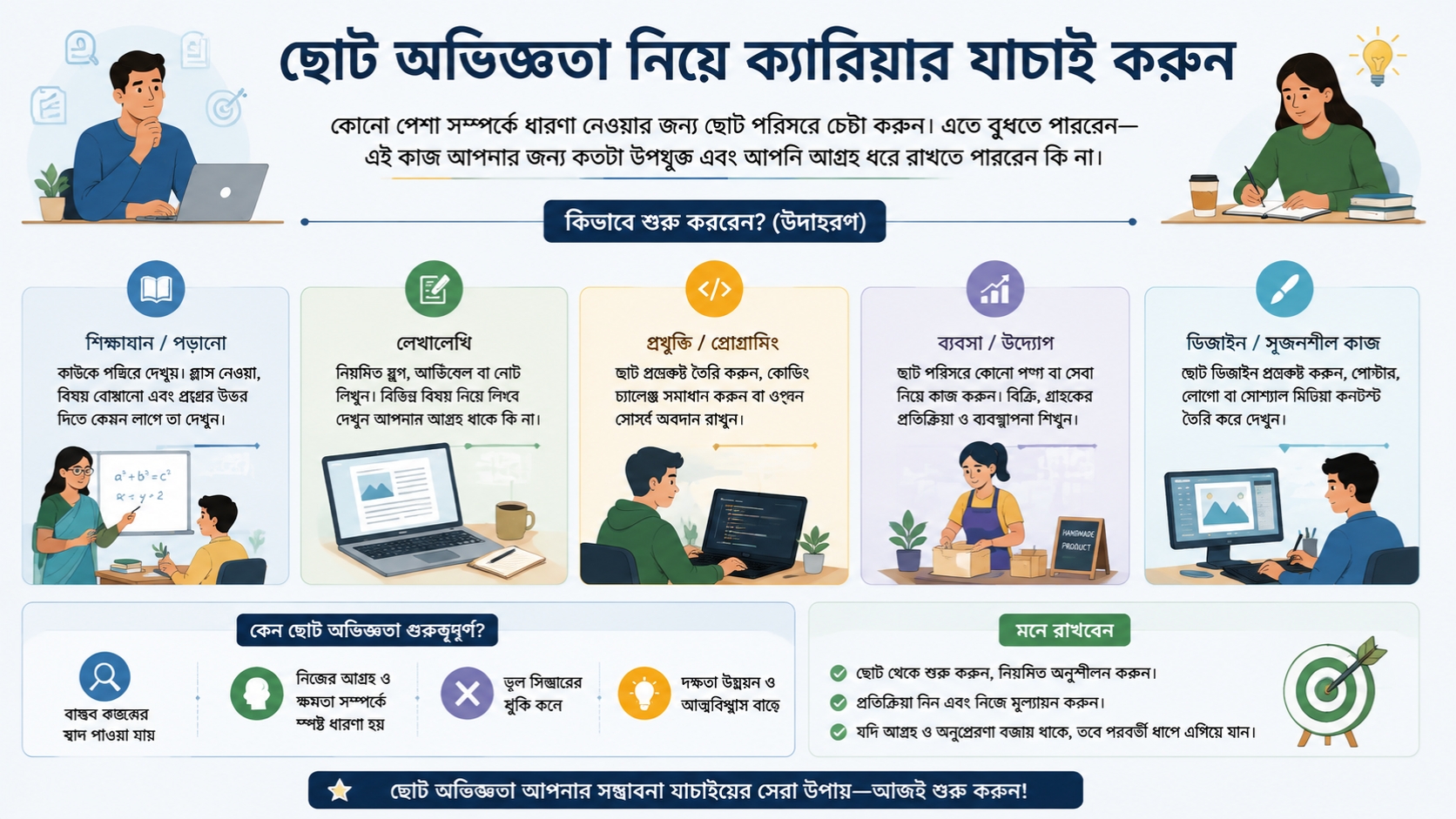 ছোট অভিজ্ঞতা নিয়ে ক্যারিয়ার যাচাই করুন